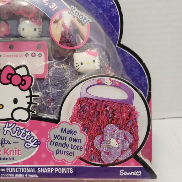 New Sealed HELLO KITTY Learn Knit Crochet Craft Yarn Bag Pink Purple Sanrio - Picture 5 of 15